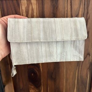 Vintage Lee Sands, crossbody wallet. Eel skin  with Foldover Closure